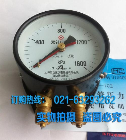 供应白云牌- yzs-102 双针双管压力表 铁路专用 上海自动化仪表四